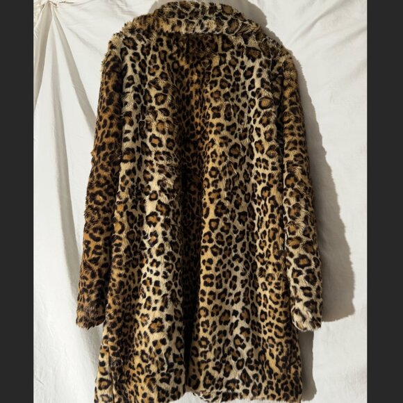 Faux Fur Leopard Print Coat - Picture 2 of 4